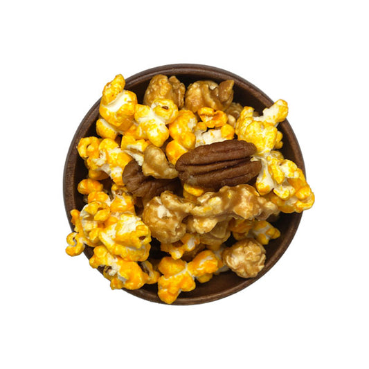 Caramel and Cheese Popcorn Mix with Pecans